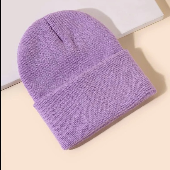 Mauve Purple Solid Knit Hat - Picture 2 of 3